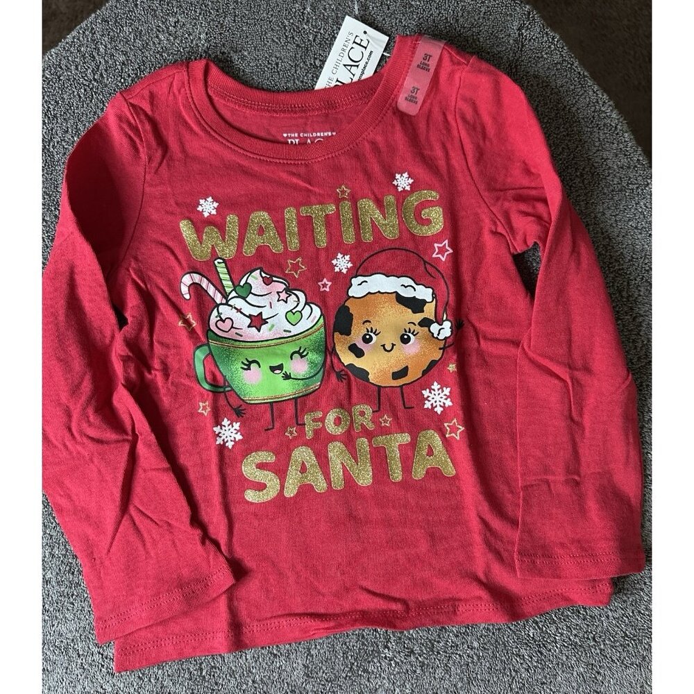 The Children’s Place Toddler Red Christmas Santa Long Sleeve Shirt Size 3T